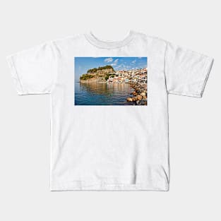 The bay with the colorful houses of Parga, Greece Kids T-Shirt